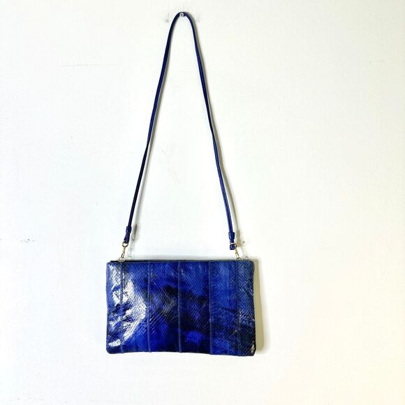 TJW by MERVYN'S Vintage Blue Crossbody Bag Snakeskin Classic Y2K Retro NWOT - Picture 1 of 7